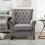 Living And Home (Grey) Tufted Upholstered Wingback Armchair 3