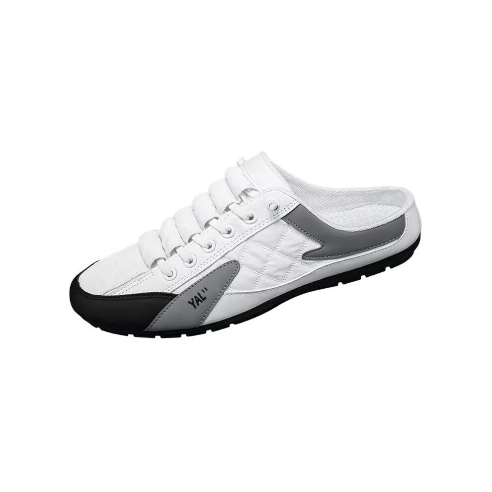 (42, White) Men Slip on Mule Sneakers Men Casual Sports Shoes Backless Sneakers for