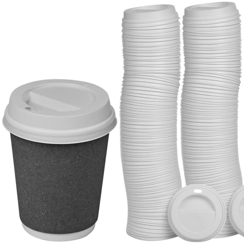 (100) Plastic Coffee Cup Sip Through Lids Fit Size 8oz