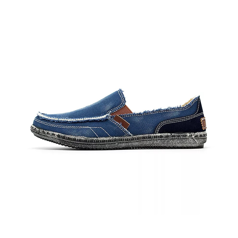 (Blue, UK Size 11/EU 46) Men Flats Slip On Loafers Mens Stylish Comfort Boat Shoes Walking Lightweight