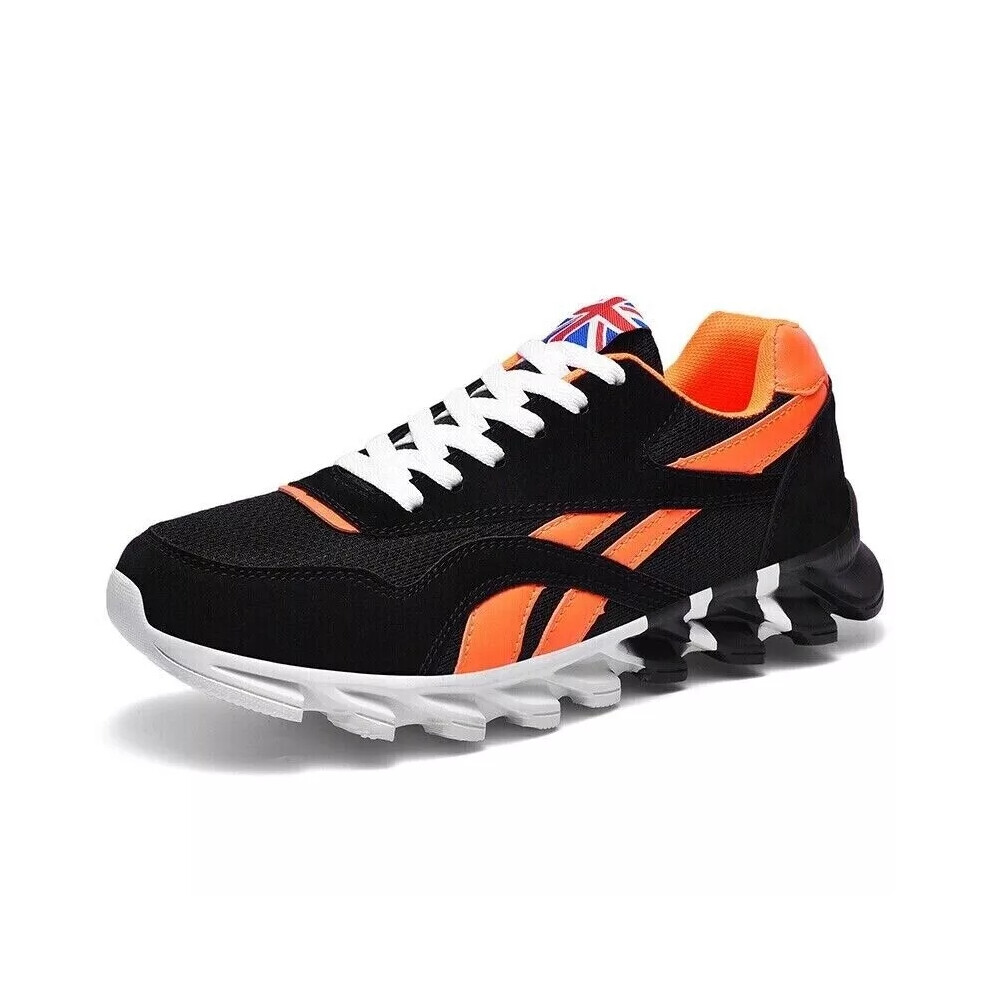 (Black & Orange, UK5.5=EU39) Men's Trainers Fitness Running Outdoor Non-slip Casual Walking Sports Shoes Gym