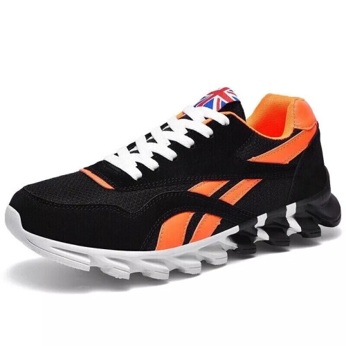 Black Orange UK5 EU38 Men s Trainers Fitness Running Outdoor Non slip Casual Walking Sports Shoes Gym