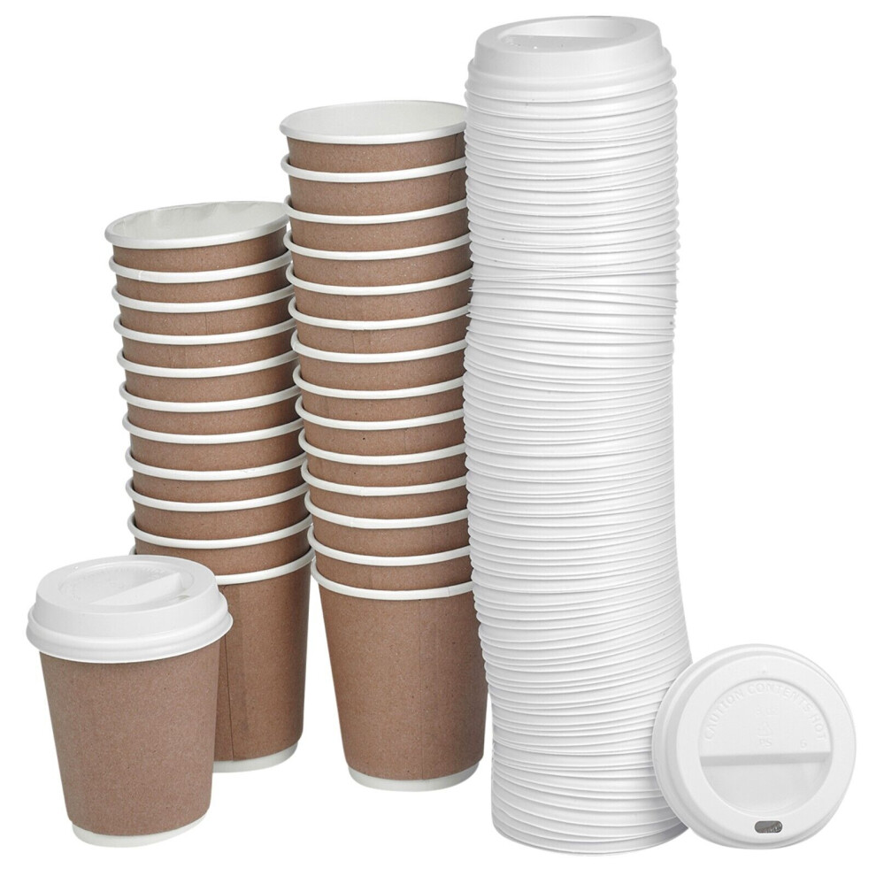 (500) 8oz Double Wall Takeaway Coffee Cups with Sip Lids