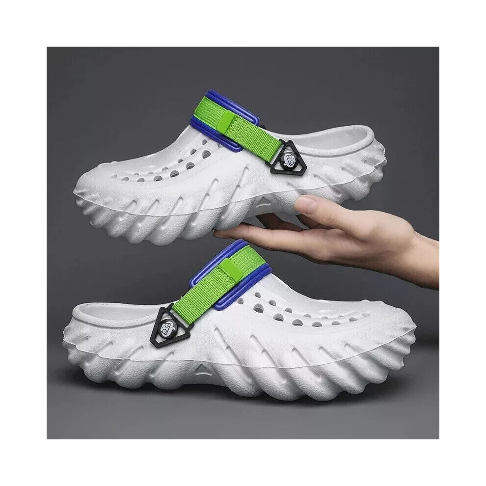 (White, UK 9 = EU 43) Men's Sandals Clogs Summer Beach Slippers Casual Shoes Men Sandals Water Shoes