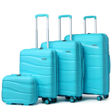 (Robin's Egg Blue, 14/20/24/28 inch) One Or Four Pieces Lightweight PP Hard Shell Suitcase With TSA Lock