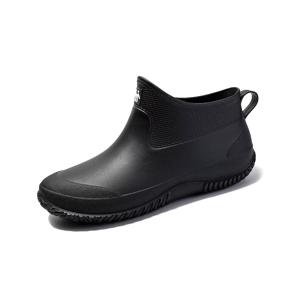 (Black, EU41=UK8) Mens Women Wellington Rain Boots Outdoor Garden Wellies Boots Short Ankle Shoes