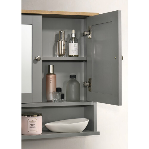 Timber Art Design UK (Grey & Oak) Mirrored Bathroom Cabinet 2