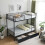 Twin Over Twin Bunk Bed with Two Storage Drawers & Guard Rail 10