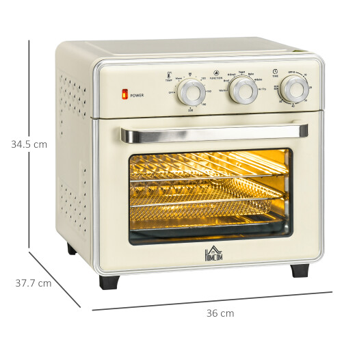 Homcom HOMCOM 20L Mini Oven with Adjustable Temperature, 60 Min Time 1400W, Cream 1