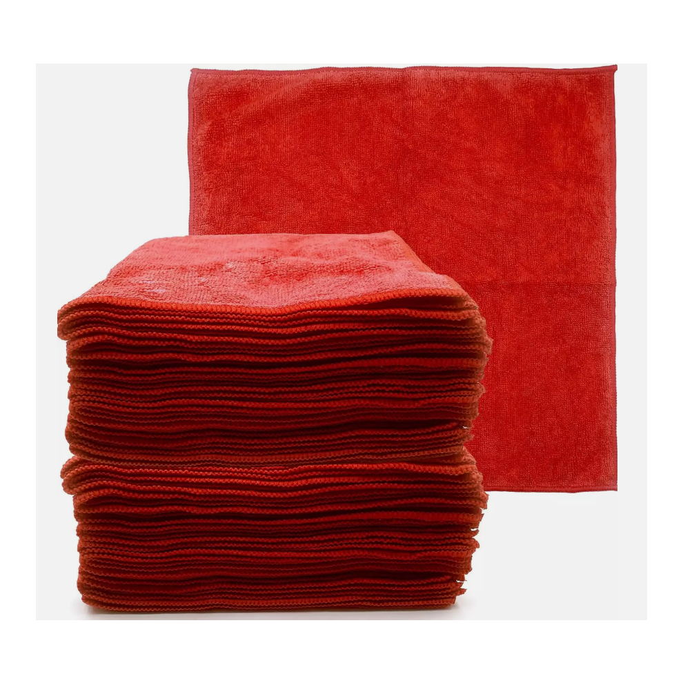 Microfibre Cloths 40x40 Cleaning Drying 20 Pcs Kitchen Window Car Red