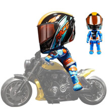 (Blue) Motorcycle Action Figure Motorcycle Model Transforming Doll Desk Decor Motorcycle Rider With Movable Joints Q Version