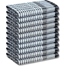 A & B TRADERS Wonderdry Tea Towels Kitchen Pack of 10, Cotton Absorbent Long Lasting Catering Bar Towel (Black)