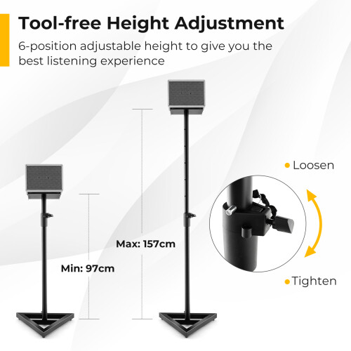 Costway Adjustable Studio Speaker Stands Pair w/ Stable Triangular Base 2