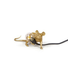 (Gold lying mouse, UK Plug) Nordic Cartoon Mouse Lamp, Desk Lamp, Living Room, Dining Room, Bedroom, Clothing Store, Resin Ornament, Bedside Decorative Lamp