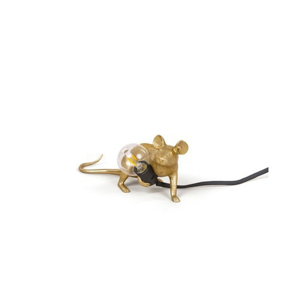 (Gold lying mouse, US Plug) Nordic Cartoon Mouse Lamp, Desk Lamp, Living Room, Dining Room, Bedroom, Clothing Store, Resin Ornament, Bedside Decorativ-image-OPC-PDYX6PN-NEW