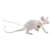 (White lying mouse, UK Plug) Nordic Cartoon Mouse Lamp, Desk Lamp, Living Room, Dining Room, Bedroom, Clothing Store, Resin Ornament, Bedside Decorative Lamp