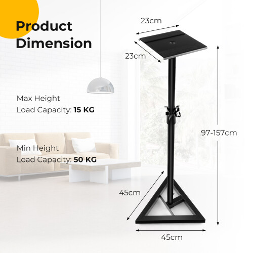 Costway Adjustable Studio Speaker Stands Pair w/ Stable Triangular Base 1
