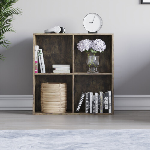 Vida Designs (Dark Wood) Durham 4 Cube Bookcase Shelf Rack Storage Unit 2