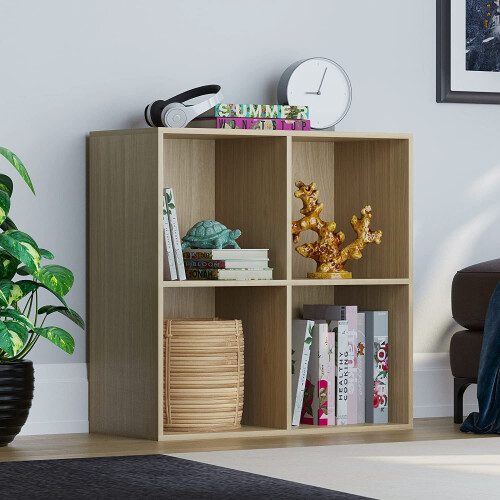Vida Designs (Oak) Durham 4 Cube Bookcase Shelf Rack Storage Unit