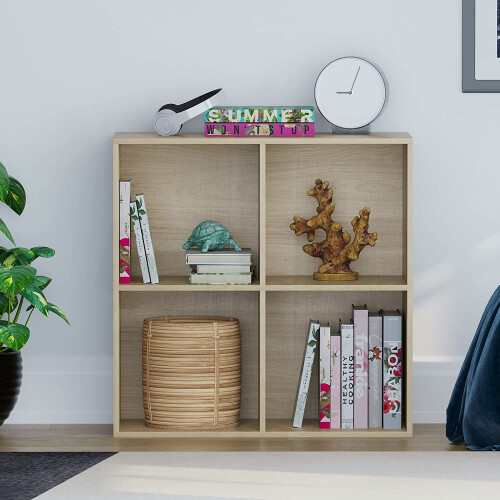 Vida Designs (Oak) Durham 4 Cube Bookcase Shelf Rack Storage Unit 2