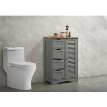 (Grey &amp; Oak) Bathroom Freestanding Cabinet
