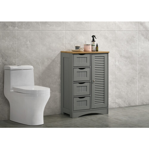 Timber Art Design UK (Grey & Oak) Bathroom Freestanding Cabinet