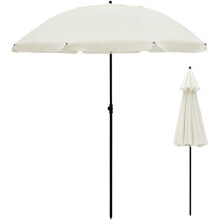 (Cream) 2M Outdoor Garden Parasols Umbrella with Crank Handle Tilting Sunshade UV 30+