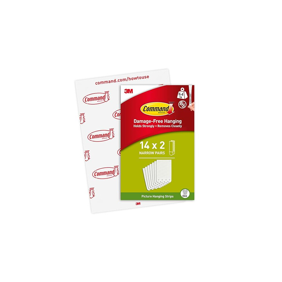 Command Picture Hanging Strips Narrow Value Pack 14 Pairs (28 Strips) Adhesive Strips Ideal For Hanging Pictures w/ Thin Frames Damage Free Hanging