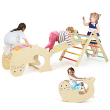 7-in-1 Indoor Climbing Toys for Toddlers Foldable w/ Reversible Ramp