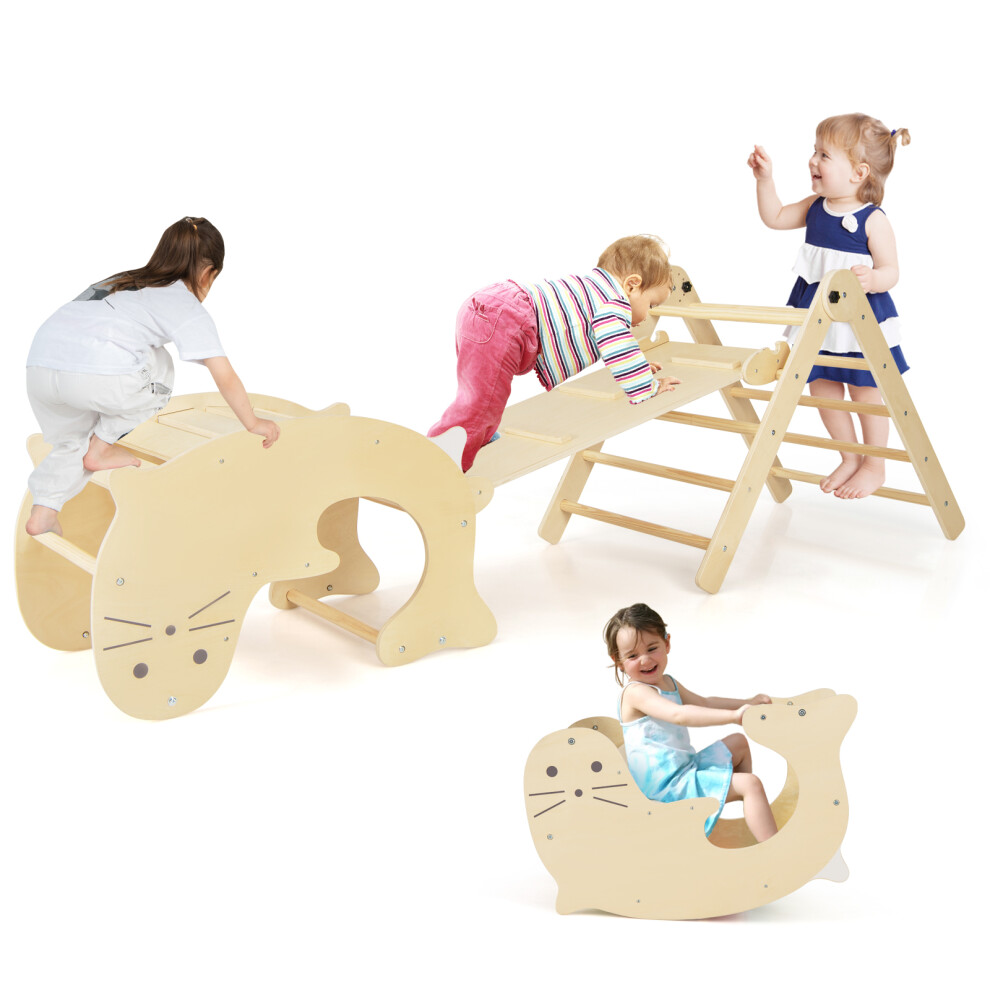 7-in-1 Indoor Climbing Toys for Toddlers Foldable  w/ Reversible Ramp