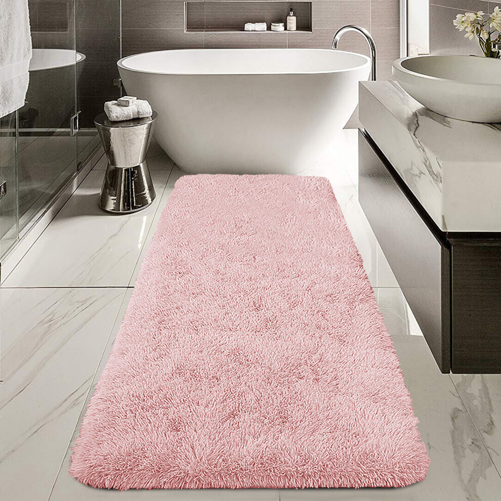 (60x220 cm- Large Bath Mat, Pink) Non Slip Bath Mats Soft Shaggy Bathroom Shower Rug