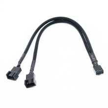 1 to 2 Way Braided Cable Y Splitter 3/4 Pin PWM PC Fan Adapter Cable