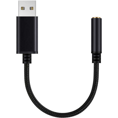 USB to 3.5mm Jack Audio Adapter,for PC, , Etc (0.6 Feet,Black)
