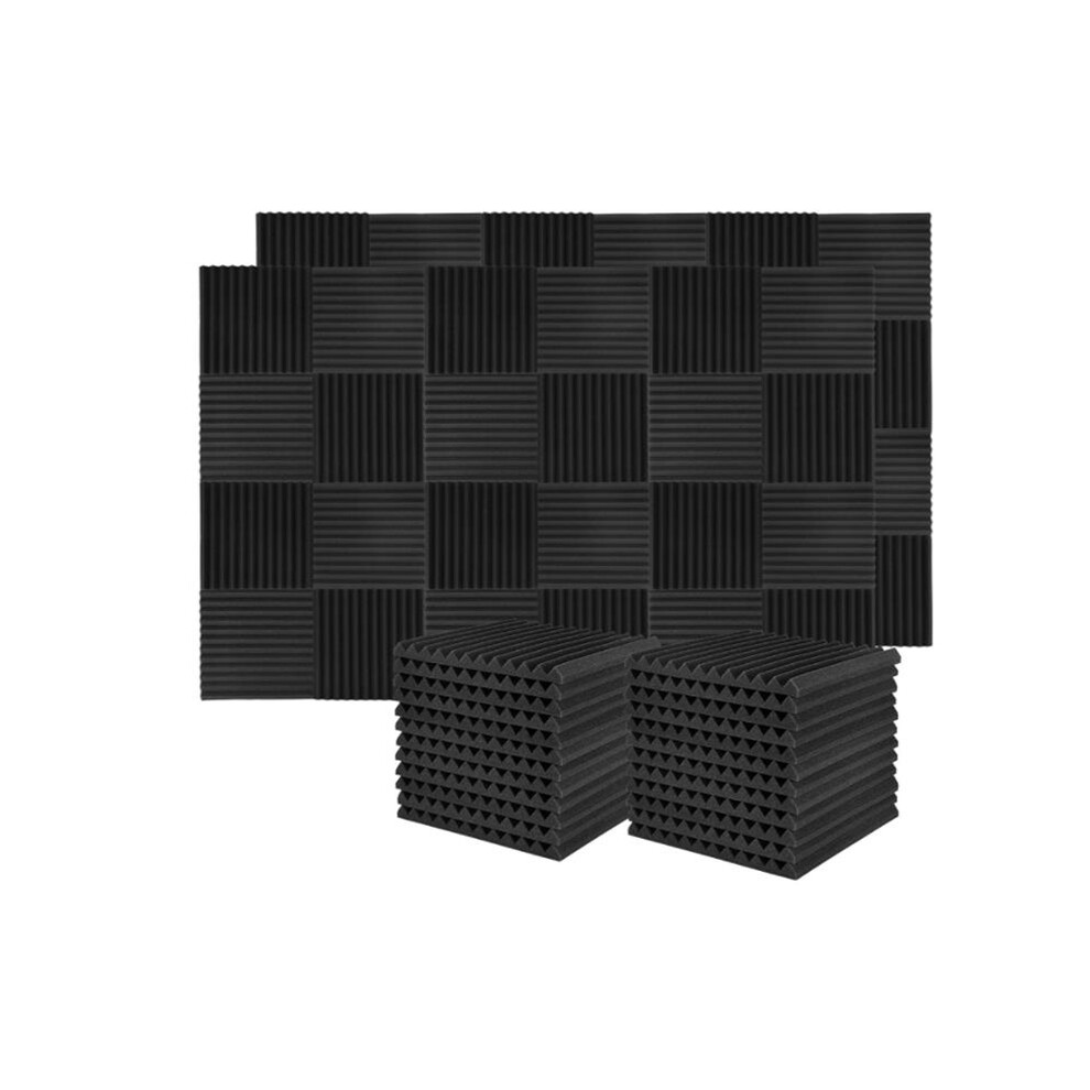 60 Pcs Wedge Acoustic Foam Panels 2.5X30x30 Cm – High-Density Soundproofing For Studios, Noise Reduction, Flame-Retardant Black