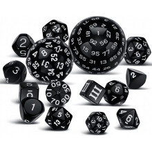 15Pieces Complete Polyhedral DND Dice Set D3-D100 Spherical