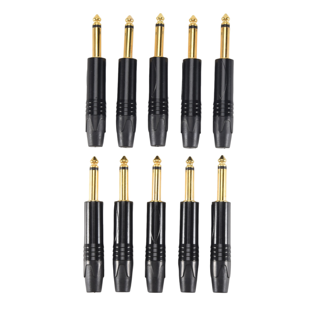 10Pcs Plug Mono 6.35 Mm 6.5Mm Stereo Jack Plug Black 4851267436349