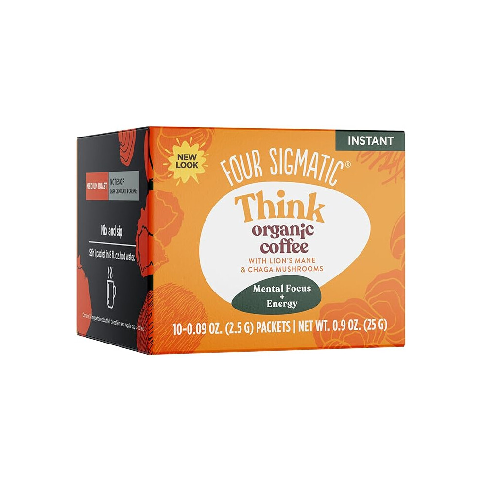 Four Sigmatic Organic Instant Coffee Powder by Four Sigmatic Mushroom Coffee Instant Mix for Better Focus and Immune Support 10 Packets