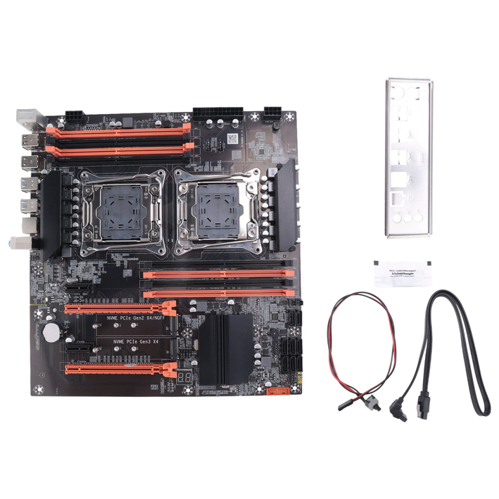 Moresk-X99 Dual Cpu Motherboard+Sata Cable+Switch Cable+Baffle+Lga 2011 Ddr4 4854249363664