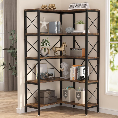 Tribesigns Tribesigns 5-Shelf Corner Bookshelf, Large Modern Corner Bookcase
