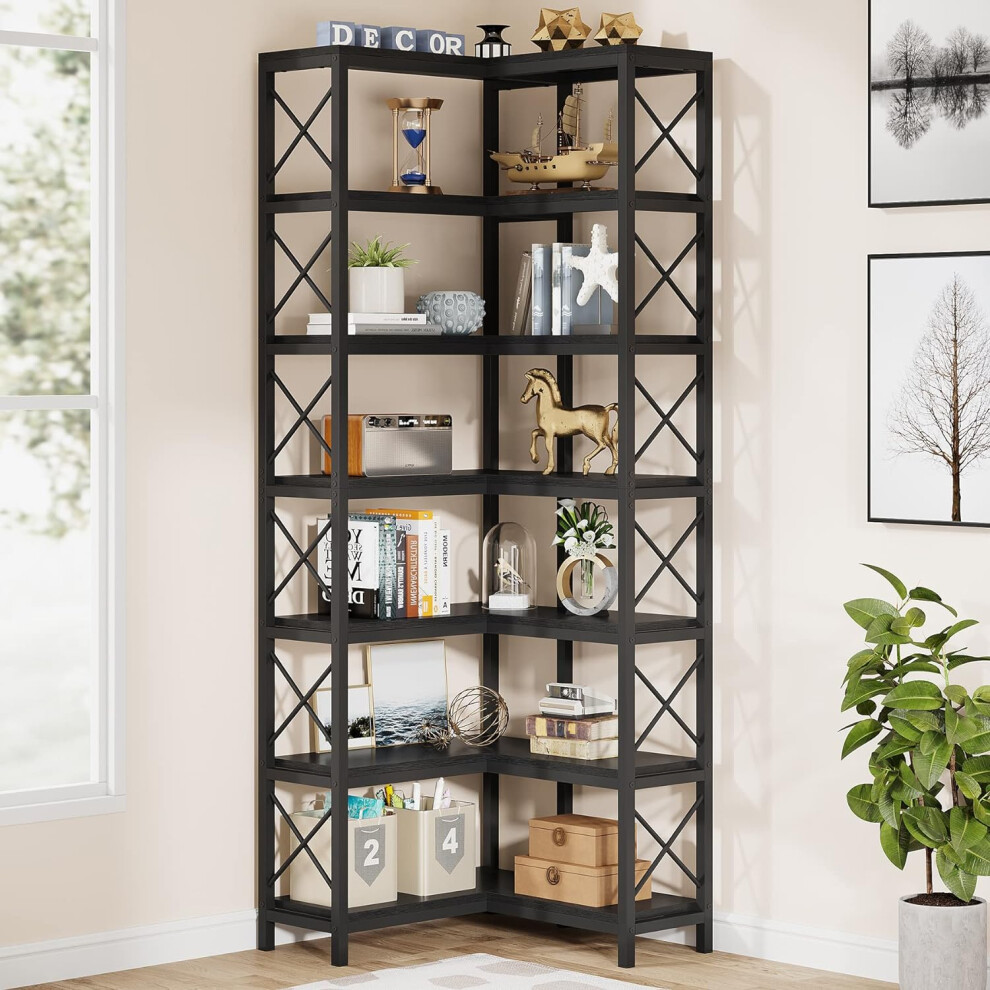 Tribesigns Corner Bookshelf, Large Corner Bookcase, Tall Corner Shelf