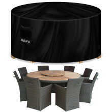 (190 x 80cm) Futura Premium 600D Round Waterproof Garden Furniture Cover, Outdoor Patio Weatherproof Rattan Table & Chair Set Guard