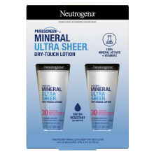 Neutrogena Purescreen+ Mineral Ultra Sheer Dry-Touch SPF 30 Sunscreen, 3 fl oz (88 ml), 2 Pack