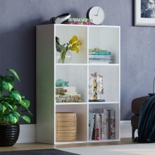 (White) Durham 6 Cube Bookcase 2x3 Shelf Rack Storage Unit