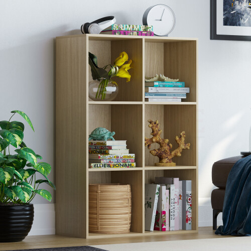 Vida Designs (Oak) Durham 6 Cube Bookcase 2x3 Shelf Rack Storage Unit