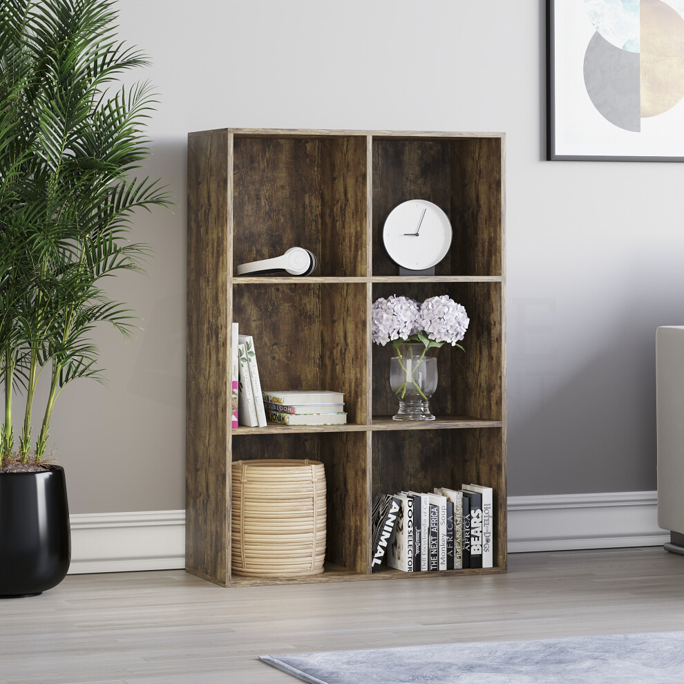 (Dark Wood) Durham 6 Cube Bookcase 2x3 Shelf Rack Storage Unit