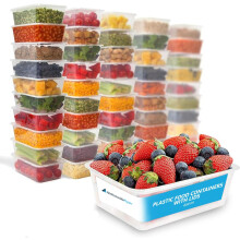 (50) Nationwide Paper 650ml Plastic Food Containers with Lids, Rectangle Takeaway Containers for Meal Prep, Microwave and Freezer Safe, BPA Free