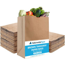 (1 Case (300)) Nationwide Paper Extra Large Brown Paper Bags No Handles Strong Takeaway Paper Bags for Grocery, Fruits, Vegetables (31.4x16x44cm)