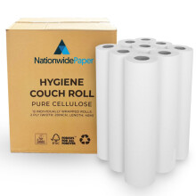 (24) Nationwide Paper 2 Ply White Couch Roll Pure Cellulose Extra Strong Hygiene Paper Roll, 20 Inch Wide 40 Meter Long