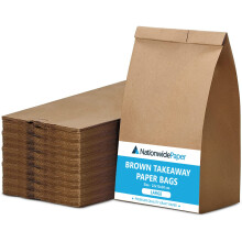 (100) Nationwide Paper Large Brown Paper Bags, Strong Kraft Paper Bags for Takeaway Grocery, Vegetable, Fruits, Food, Lunch (22x12x30cm)