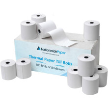 (100) Nationwide Paper Premium Thermal Till Rolls 80x80mm, Card Payment Machine, Paper Receipt Rolls